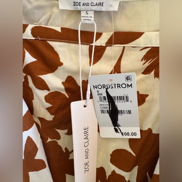 Zoe and Claire size small brown leaf pattern on cream - Picture 3 of 5